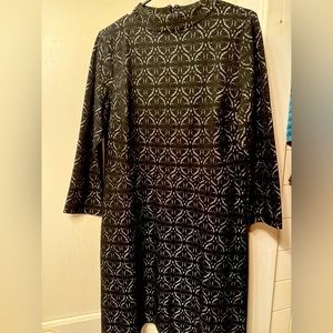 Black Long Sleeve Printed Ann Taylor Outlet Dress - Size 10